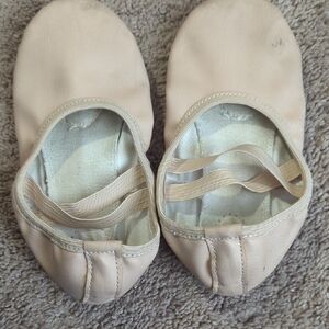 Beige Ballet Flats with Elastic Straps